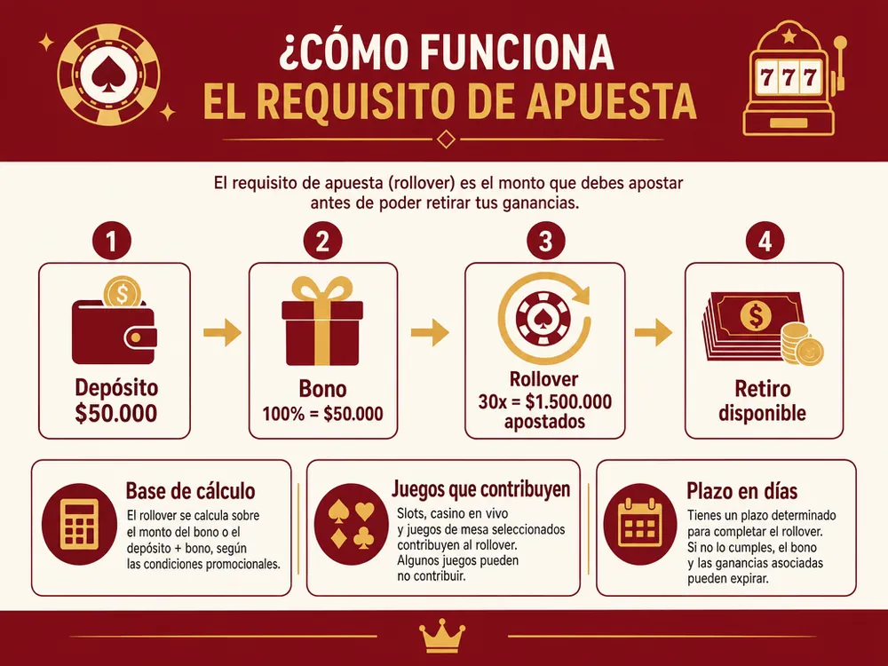 Cómo se calcula paso a paso el requisito de apuesta de un bono de casino